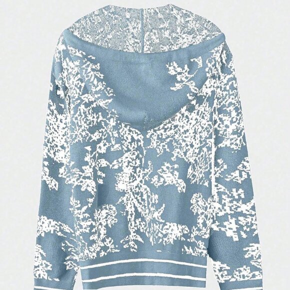 Baby Blue Casual Women's Printed 2-Piece Sweater Set - Picture 5 of 6